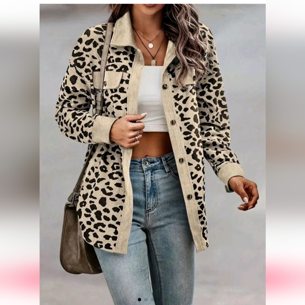Leopard print button up shacket, XXL